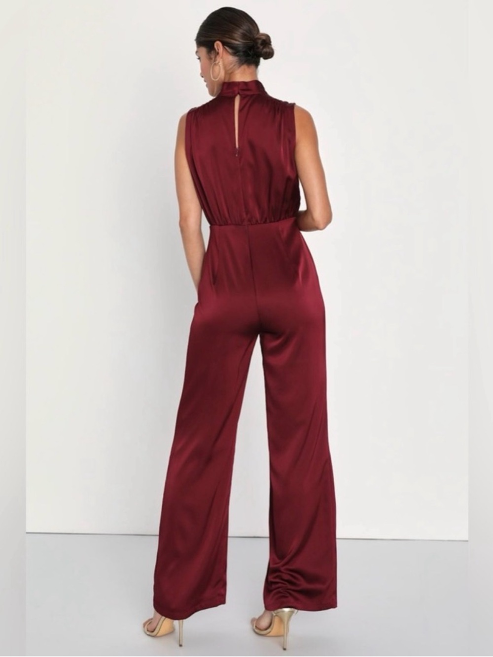 Lulu's Wine Red Wide Leg Jumpsuit - Picture 2 of 15